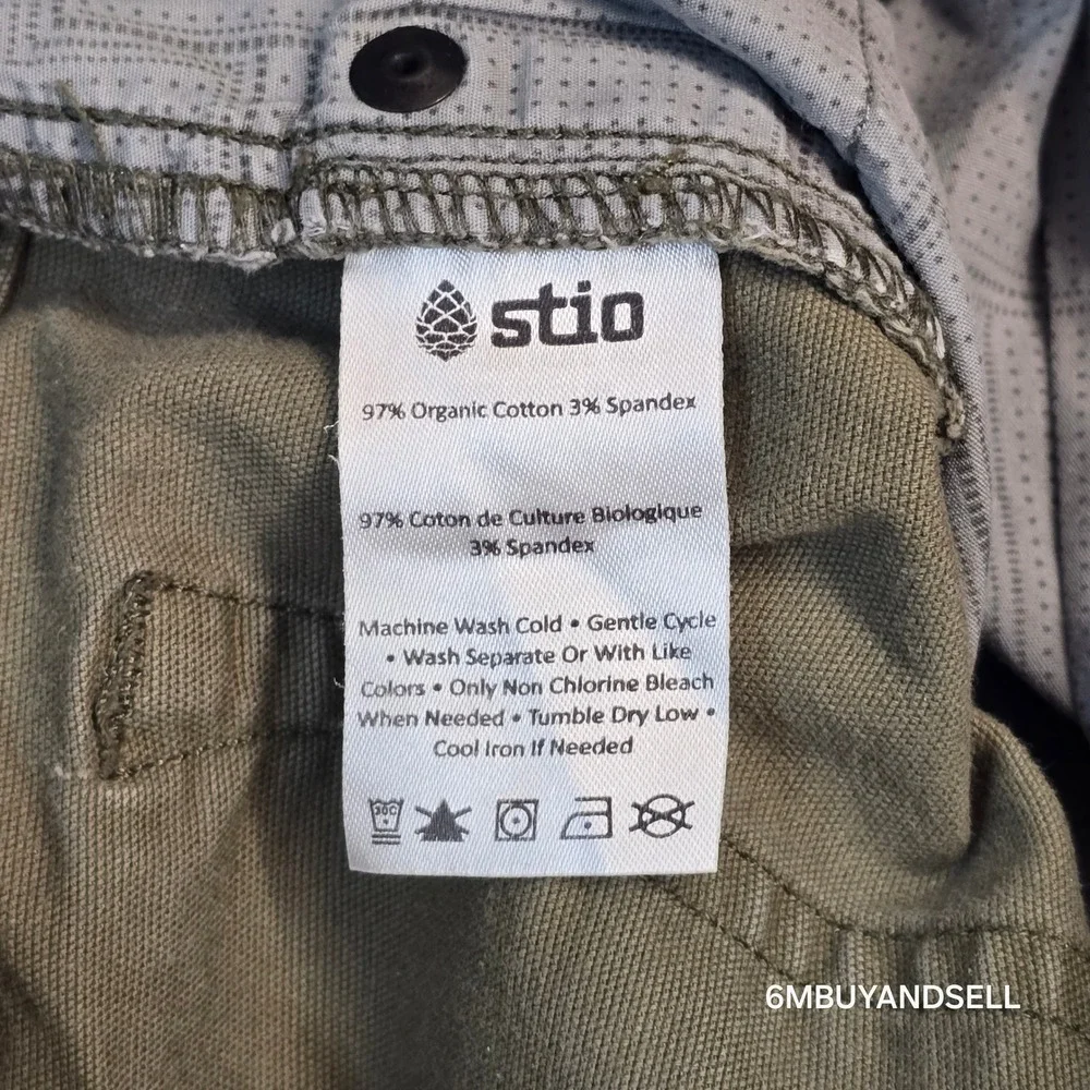 Stio Rivet Canvas Pants Mens 32S Khaki Tan Organic Cotton Stretch Outdoor 2335
